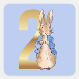 Peter der Rabbit zum zweiten Geburtstag Quadratischer Aufkleber