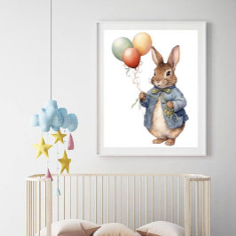 Peter die kaninchenblaue Jacke mit Ballons Fotodruck