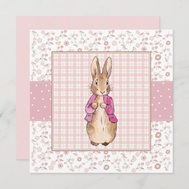 Peter die Rabbit Pink Jacke Dankeskarte (Vorne/Hinten)