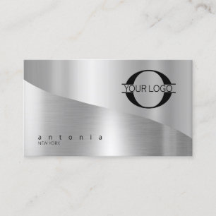 Peter Fowler Metal Wave Logo Zweifarbig Silber ID8 Visitenkarte