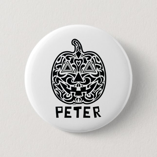 Peter Halloween Sugar Skull Design Button (Vorderseite)