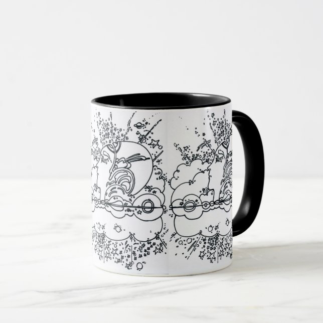 Peter Max 60er Black & White zeichne Tasse (VorderseiteRechts)