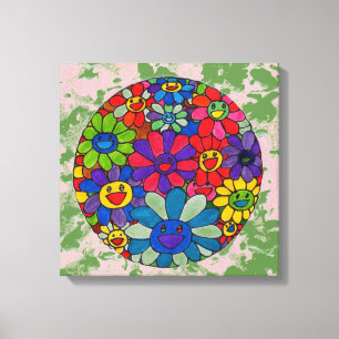 "peter max art style" lächelnde Blume Ball Leinwan Leinwanddruck