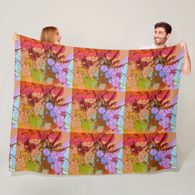 Peter Max farbiges Aquarellmuster Fleecedecke (Beispiel)