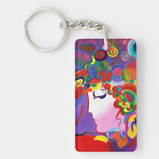 Peter Max Inspirierte Blushing Beauty Key Chain Schlüsselanhänger (Vorderseite)