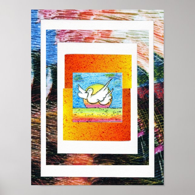 Peter Max Stil Original signierte Acrylmalerei Poster (Vorne)