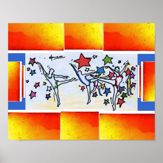 Peter Max Stil Original signierte Acrylmalerei Poster (Vorne)