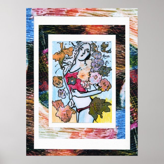 Peter Max Stil Original signierte Acrylmalerei Poster (Vorne)