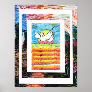 Peter Max Stil Original signierte Acrylmalerei Poster