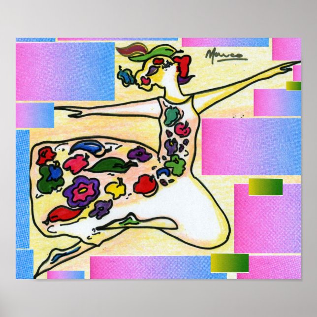 Peter Max Stil Original signierte Acrylmalerei Poster (Vorne)