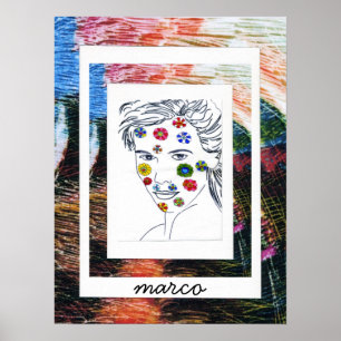 Peter Max Stil Original signierte Malerei Poster