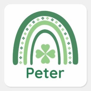 Peter Name Clover Boho Regenbogen Quadratischer Aufkleber