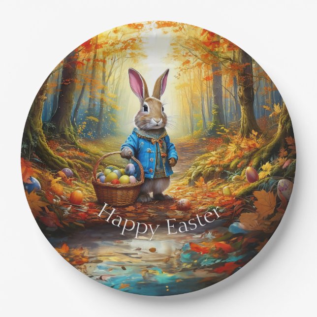 Peter Oaster Bunny mit Ostereier-Körbchen Pappteller (Vorderseite)