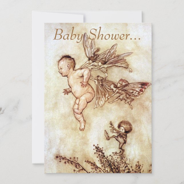 Peter Pan As Flying Baby - Babydusche Einladung (Vorderseite)
