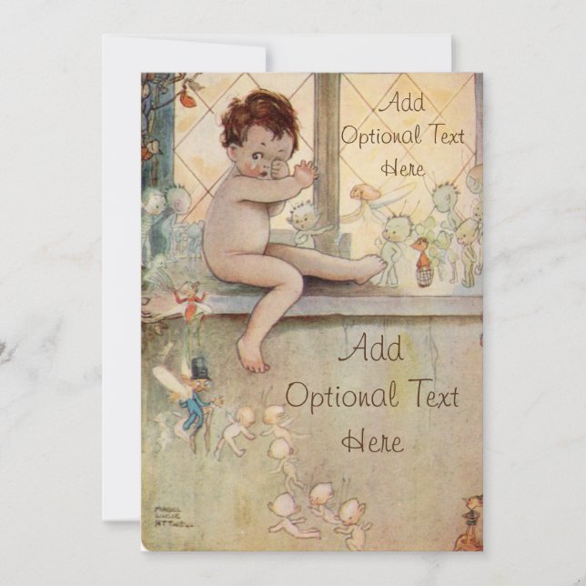 Peter Pan im Fenster mit Feen - Einladung (Vorderseite)
