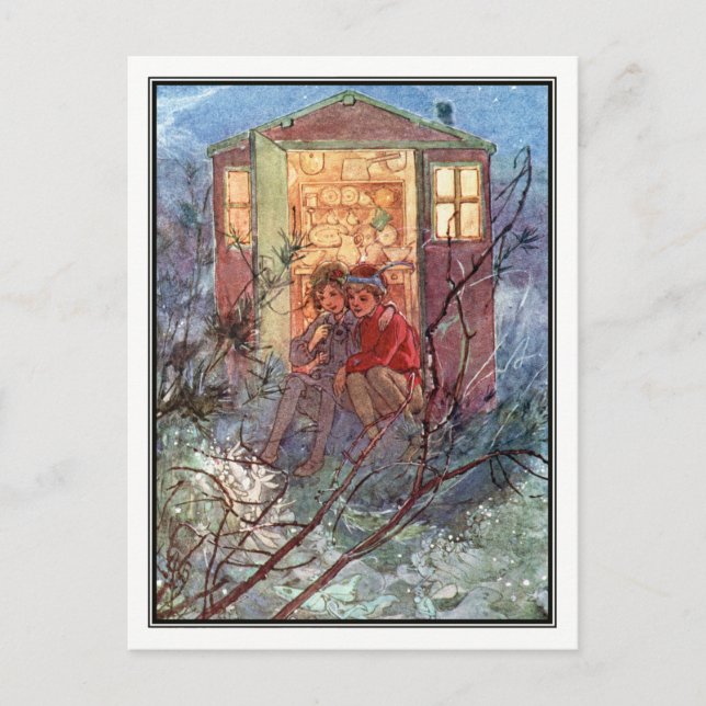 Peter Pan und Wendy von Alice B. Woodward Postkarte (Vorderseite)