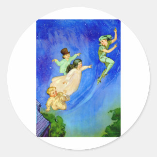 PETER PAN, WENDY, JOHN UND MICHAEL FLIEGEN WEG RUNDER AUFKLEBER