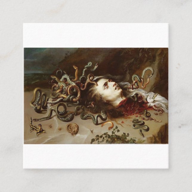 Peter Paul Rubens - Leiter von Medusa - Barock P Quadratische Visitenkarte (Vorderseite)