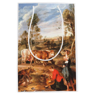 Peter Paul Rubens Milkmaids mit Rindern in einem L Mittlere Geschenktüte
