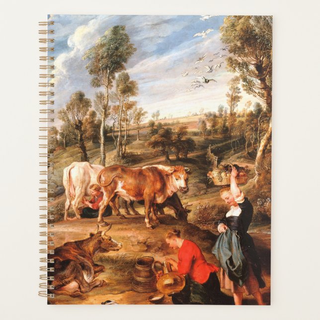 Peter Paul Rubens Milkmaids mit Rindern in einem L Planer (Vorderseite)