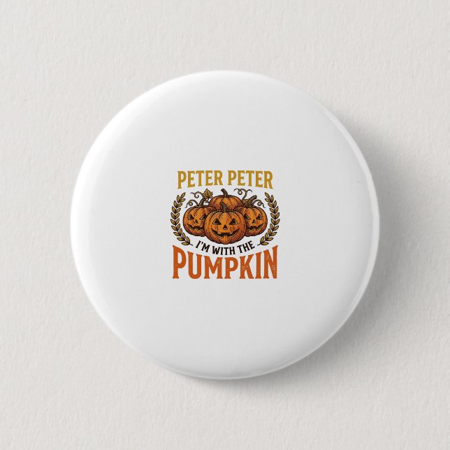 Peter Peter Kürbis Vintage Halloween-Shirt-Design Button (Vorderseite)