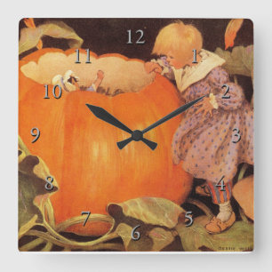 Peter, Peter, Pumpkin-Eater Nursery Rhyme Quadratische Wanduhr