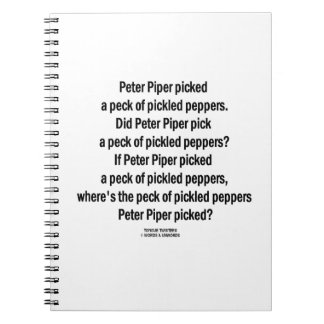 Peter Piper pickte Peck von gepflückten Paprikasch Notizblock