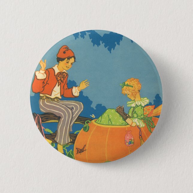 Peter Pumpkin Eater, Vintages Kinderzimmer Rhyme Button (Vorderseite)