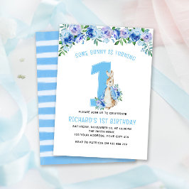 Peter Rabbit 1. Birthday Blue Floral Einladung