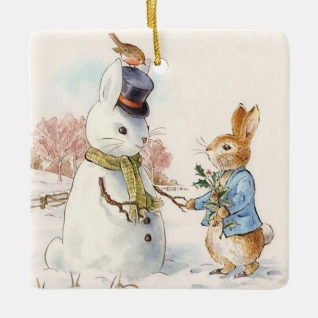 Peter Rabbit and the Snowman by Beatrix Potter Keramikornament (Vorderseite)