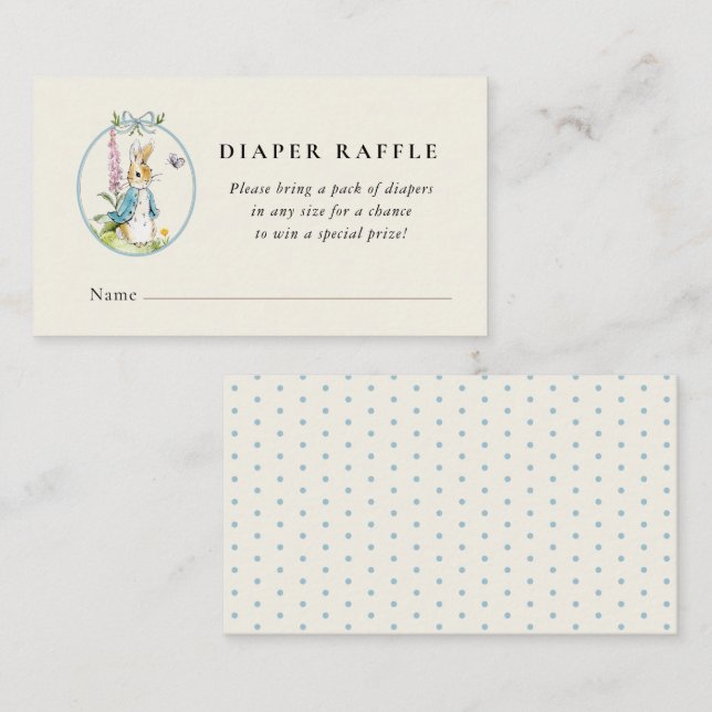 Peter Rabbit Baby Boy Dusche Wineller Raffle Begleitkarte (Vorne/Hinten)
