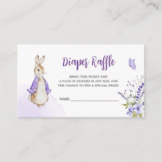 Peter Rabbit Baby Duwer Diaper Raffle Begleitkarte (Vorderseite)