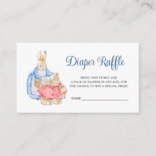 Peter Rabbit Baby Duwer Diaper Raffle Begleitkarte (Vorderseite)