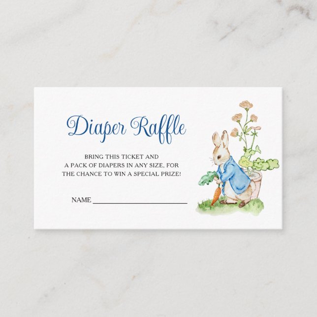 Peter Rabbit Baby Duwer Diaper Raffle Begleitkarte (Vorderseite)