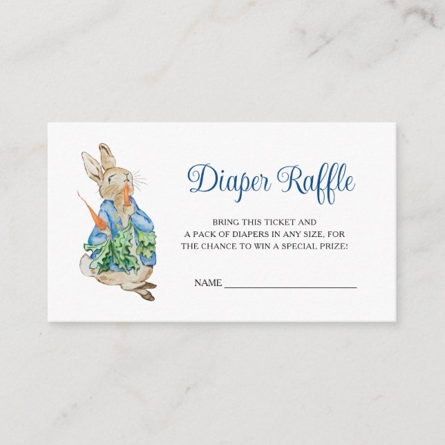 Peter Rabbit Baby Duwer Diaper Raffle Begleitkarte (Vorderseite)