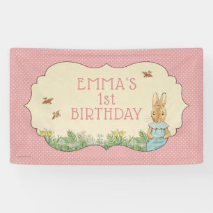 Peter Rabbit   Baby Girl's First Birthday Banner