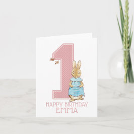Peter Rabbit | Baby Girl's First Birthday Card Dankeskarte