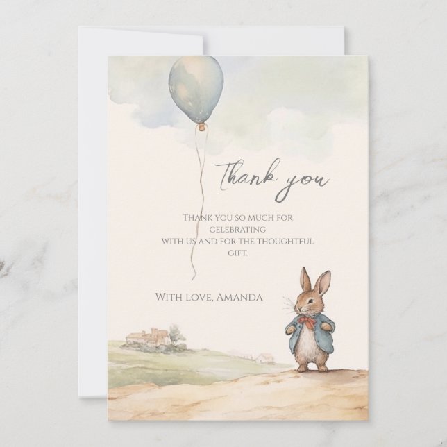 Peter Rabbit Baby Shower Dankeskarte (Vorderseite)