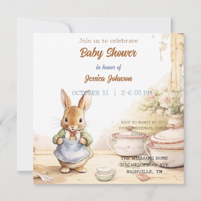 Peter Rabbit Baby Shower Einladung (Vorderseite)