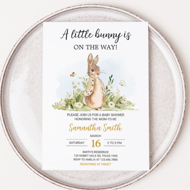 Peter Rabbit Baby Shower Einladung (Rabbit Gender Neutral Baby Shower Invitation)