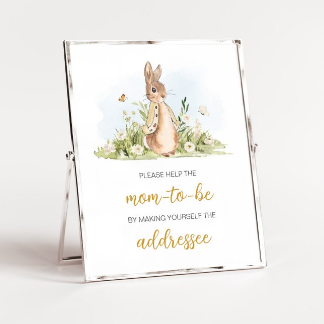 Peter Rabbit Baby Shower Envelope Poster (Rabbit Gender Neutral Baby Shower Envelope Station Sign)