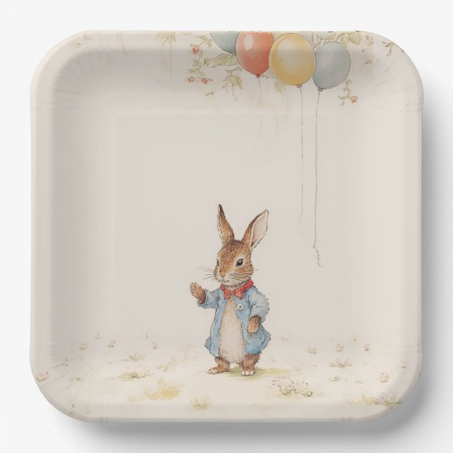 Peter Rabbit Baby Shower Pappteller (Vorderseite)
