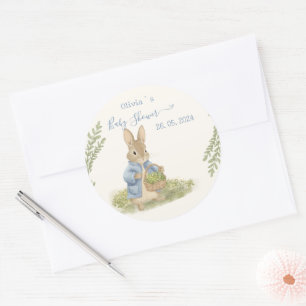 Peter Rabbit Baby Shower Runder Aufkleber