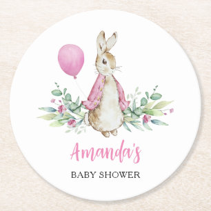 Peter Rabbit Baby Shower Runder Pappuntersetzer