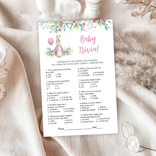 Peter Rabbit Baby Shower Trivia Game (Von Creator hochgeladen)