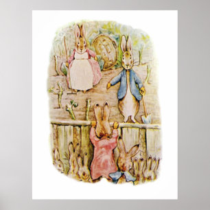Peter Rabbit Benjamin und Flopsy Bunny Beatrix Pot Poster