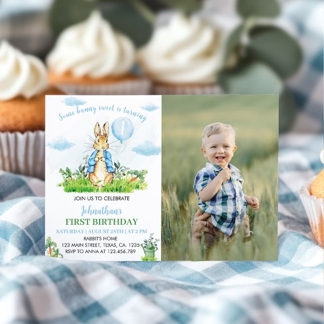 Peter Rabbit Birthday Foto Einladung (Von Creator hochgeladen)