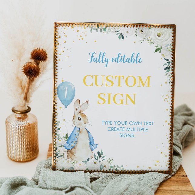 Peter Rabbit Birthday Party Custom Sign Poster (Von Creator hochgeladen)