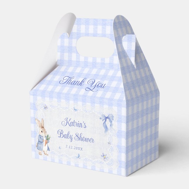Peter Rabbit Blue Baby Shower Geschenkschachtel (Rückseite)