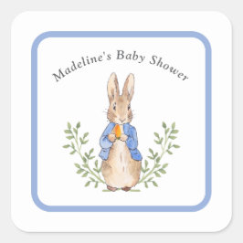 Peter Rabbit Blue Vintag Baby Dusche Quadratischer Aufkleber
